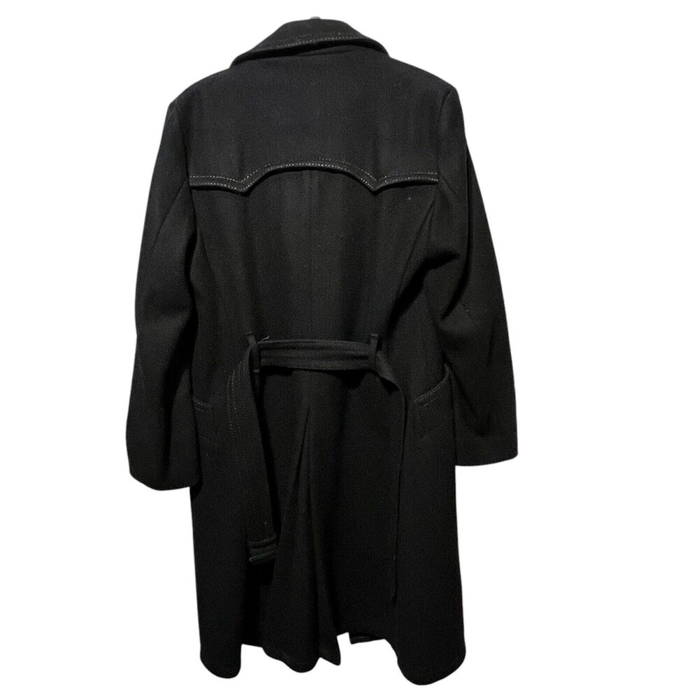 Vintage Esprit By Campus Unisex Black Wool Trench… - image 5